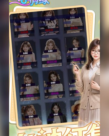 女神征集图鉴实机截图:主播卡片收集进度 0/80